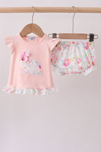 Load image into Gallery viewer, Pink floral bunny applique bloomer set