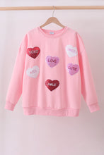 Load image into Gallery viewer, Pink heart love smile sequin fleece mom&me sweatshrit