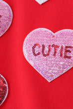 Load image into Gallery viewer, Red heart love smile sequin fleece mom&me sweatshrit