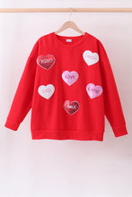 Load image into Gallery viewer, Red heart love smile sequin fleece mom&me sweatshrit