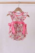 Load image into Gallery viewer, Pink baseball print ruffle bubble