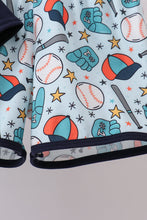 Load image into Gallery viewer, Navy baseball print shorts set