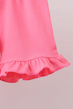 Load image into Gallery viewer, Pink baseball print ruffle shorts set