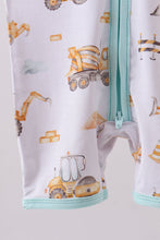 Load image into Gallery viewer, Yellow engineering vehicle bamboo romper