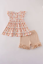 Load image into Gallery viewer, Beige french knot ruffle shorts set