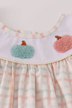 Load image into Gallery viewer, Neutral plaid french knot ruffle shorts set