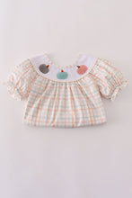 Load image into Gallery viewer, Neutral plaid french knot ruffle shorts set