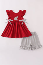 Load image into Gallery viewer, Alabama elephant french knot ruffle shorts set