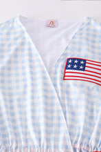 Load image into Gallery viewer, Patriotic plaid flag embroidery woman bikini swim cover up