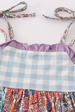 Load image into Gallery viewer, Purple floral print ruffle girl set