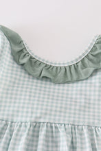 Load image into Gallery viewer, Green gingham girl ruffle set