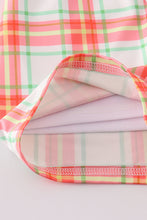 Load image into Gallery viewer, Orange plaid crab embroidery boy swim trunks