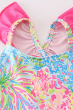 Load image into Gallery viewer, Pink tropical floral girl swimsuit set