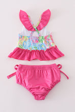 Load image into Gallery viewer, Pink tropical floral girl swimsuit set