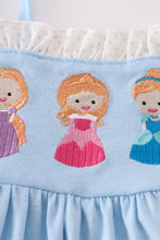 Load image into Gallery viewer, Blue princess embroidery ruffle dress