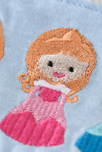 Load image into Gallery viewer, Blue princess embroidery ruffle girl bubble