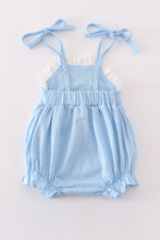Load image into Gallery viewer, Blue princess embroidery ruffle girl bubble
