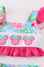 Load image into Gallery viewer, Pink floral character applique 2pc girl swimsuit