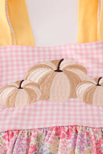 Load image into Gallery viewer, Pink floral pumpkin embroidery ruffle pants set