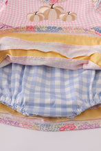 Load image into Gallery viewer, Pink floral pumpkin embroidery ruffle bubble