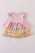 Load image into Gallery viewer, Pink floral pumpkin embroidery ruffle bubble