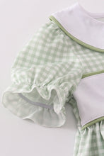 Load image into Gallery viewer, Sage turkey embroidery gingham pants set