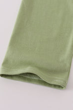 Load image into Gallery viewer, Sage turkey embroidery gingham pants set