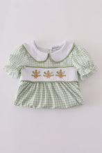 Load image into Gallery viewer, Sage turkey embroidery gingham pants set