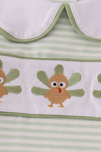 Load image into Gallery viewer, Sage turkey embroidery gingham pants set
