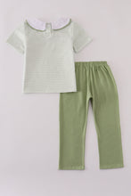 Load image into Gallery viewer, Sage turkey embroidery gingham pants set