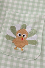 Load image into Gallery viewer, Sage turkey embroidery gingham button down shirt