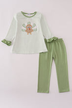 Load image into Gallery viewer, Sage turkey applique stripe pants set
