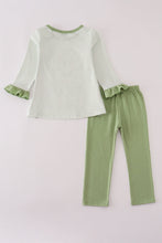 Load image into Gallery viewer, Sage turkey applique stripe pants set