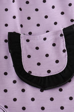 Load image into Gallery viewer, Purple Halloween dot witch embroidery romper
