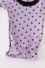 Load image into Gallery viewer, Purple Halloween dot witch embroidery romper