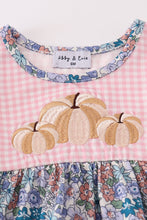 Load image into Gallery viewer, Blue floral pumpkin embroidery ruffle bloomer set