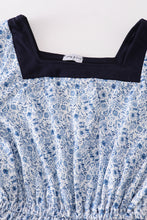 Load image into Gallery viewer, Blue floral print tiered mom ruffle dress