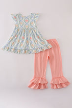 Load image into Gallery viewer, Green bow print ruffle pants set