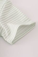 Load image into Gallery viewer, Green turkey embroidery stripe top