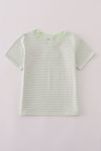 Load image into Gallery viewer, Green turkey embroidery stripe top