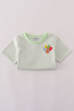 Load image into Gallery viewer, Green turkey embroidery stripe top