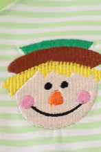 Load image into Gallery viewer, Green scarecrow embroidery stripe top