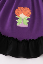 Load image into Gallery viewer, Purple halloween witch applique dress