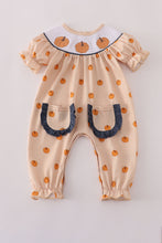 Load image into Gallery viewer, Khaki embroidery smocked romper