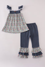 Load image into Gallery viewer, Blue meadow charm lace ruffle pants set