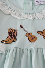 Load image into Gallery viewer, Blue boots embroidery ruffle pants set
