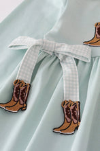 Load image into Gallery viewer, Blue boots embroidery ruffle pants set