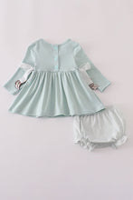 Load image into Gallery viewer, Blue boots embroidery ruffle bloomer set