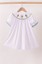Load image into Gallery viewer, White wreath smocked dress