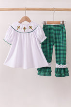 Load image into Gallery viewer, White wreath smocked ruffle pants set